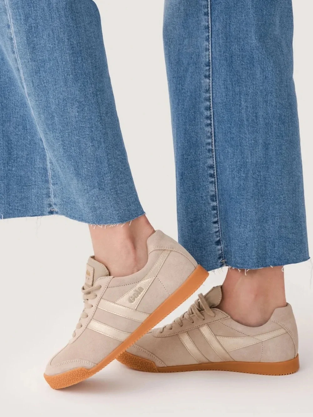 New Gola Harrier Mirror Sneakers Bone Gold